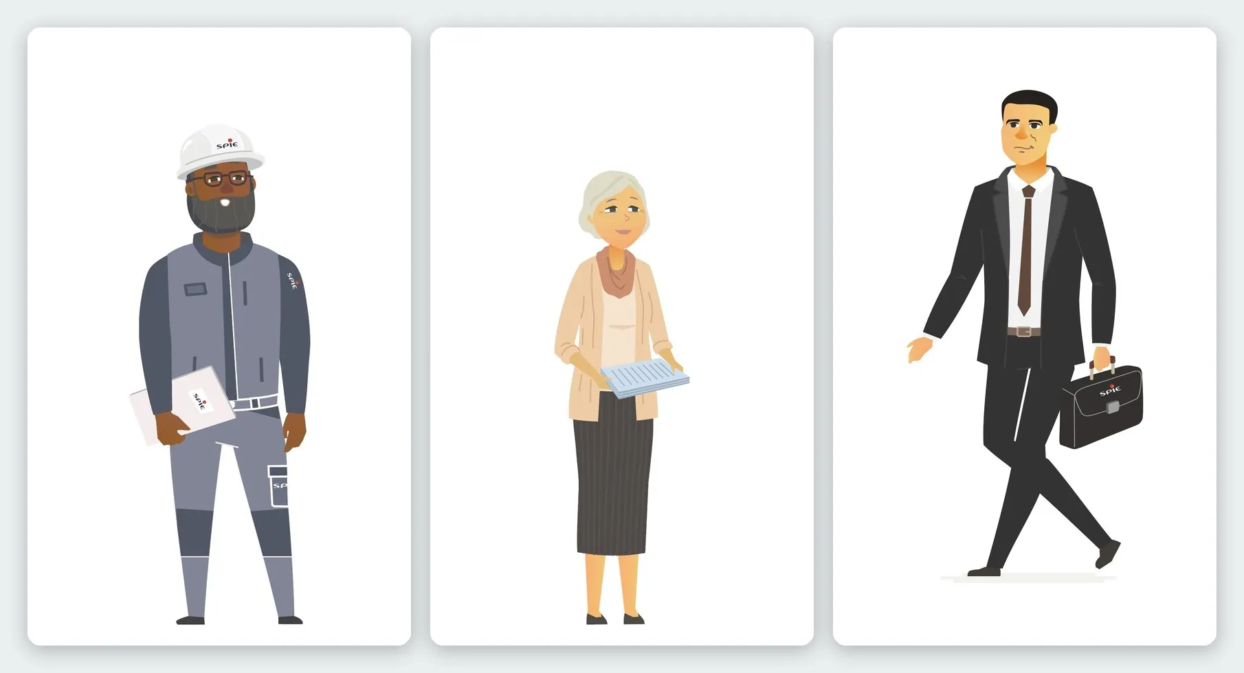 Les personnages : opérateur, collaboratrice, cadre